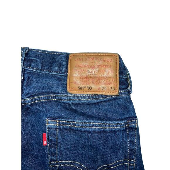 Levi’s Premium 501 ‘93 Men’s Size 29x30 Dark Wash Straight Leg Button Fly - Picture 3 of 10